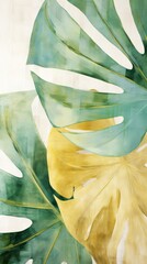 Monstera abstract painting plant.