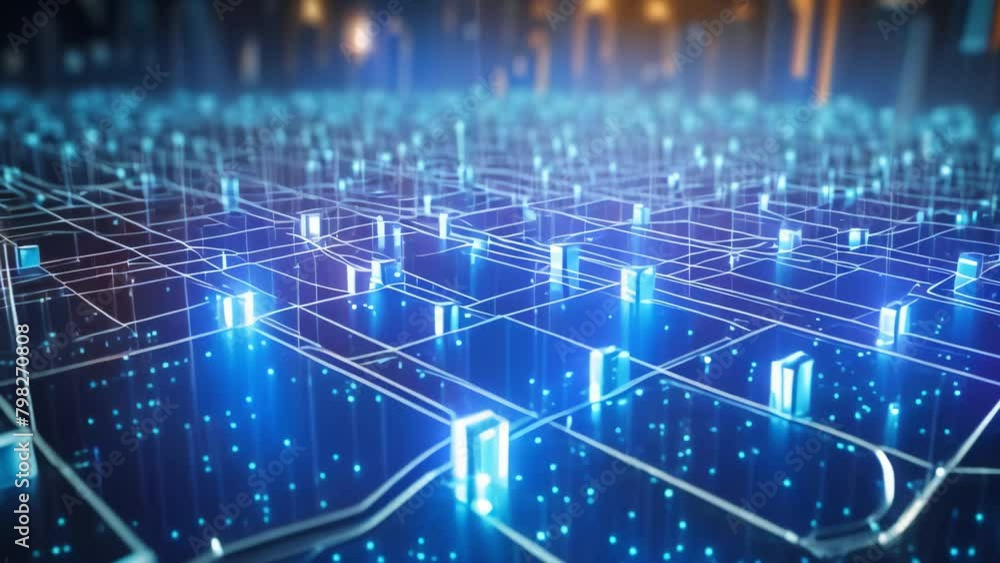 Poster circuit board background. 3d rendering, 3d illustration, cyber big data flow, blockchain data fields