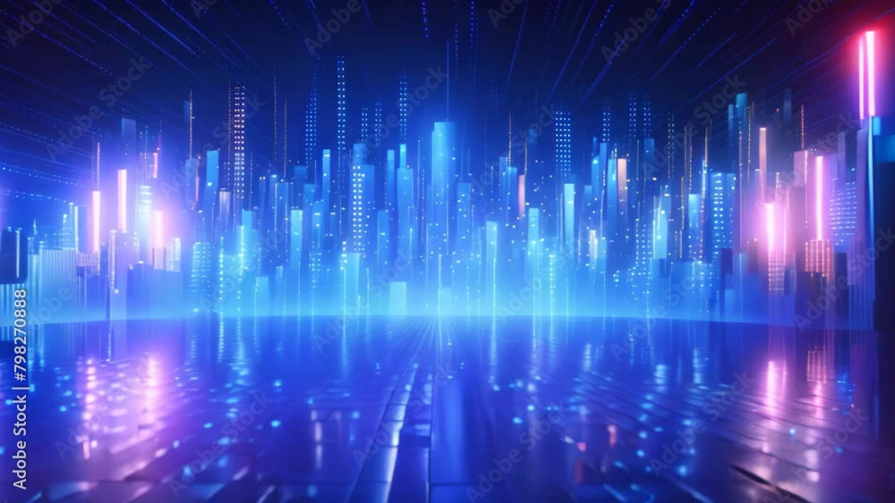 Poster abstract technology background, glowing lines and dots. 3d render, data technology illustration, abs