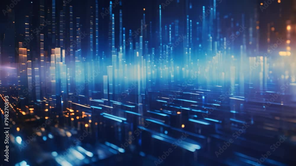 Poster abstract technology background with glowing lines and dots. 3d rendering, data technology illustrati