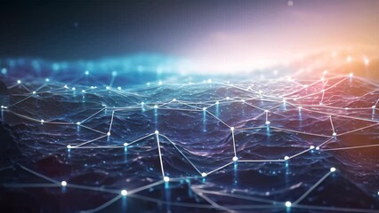 3d rendering of abstract technology background with digital connection lines and dots, Cyber big data flow, blockchain data fields, and network line connect stream - Powered by Adobe