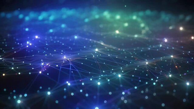 Abstract polygonal space low poly dark background with connecting dots and lines. Connection structure. 3d rendering, Cyber big data flow, blockchain data fields, and network