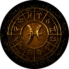 CIRCLE OF GOLDEN ZODIAC SIGNS