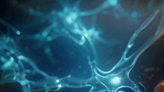 3d rendering of neuron cell with neurons in it, computer generated Video, Neurons and the nervous system, Nerve cells background with copy space