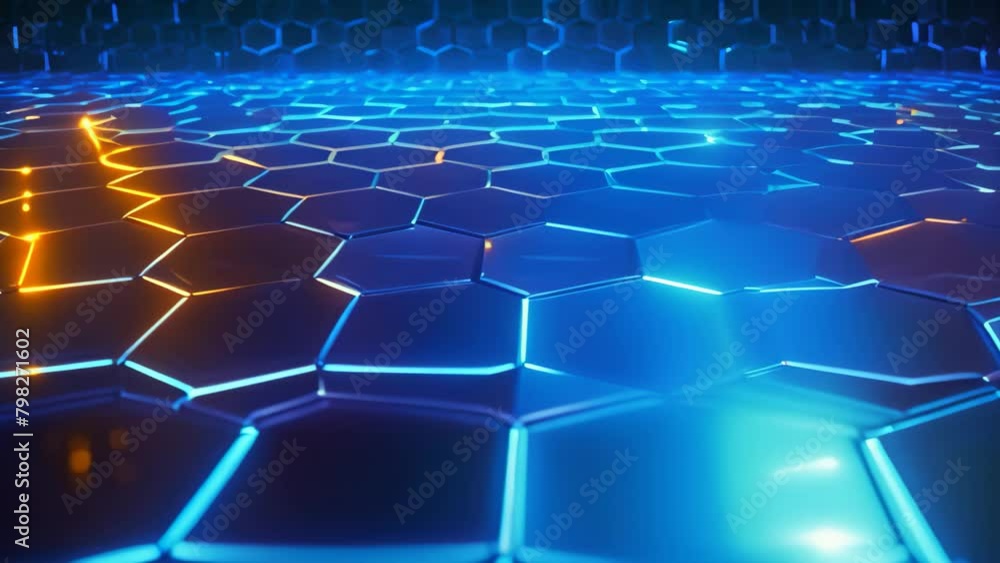  3d rendering of abstract technology background with hexagons and glowing lights, 3d rendering of an 