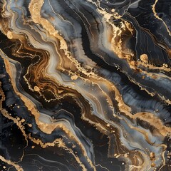 Against a backdrop of sleek, polished marble, the dark gold accents of the luxurious abstract design dance with an ethereal glow, their subtle shimmering adding