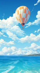 Fototapeta premium 気球と海,Generative AI AI画像