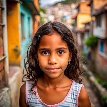 Sad Girl Amidst Poverty in the Brazilian Favela