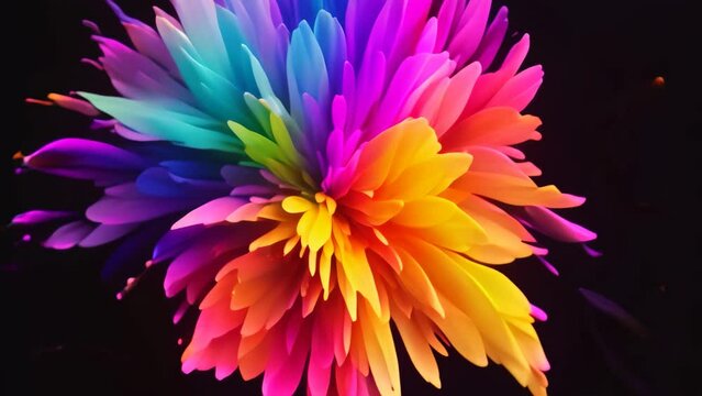 Abstract multicolored explosion on black background. 3d rendering, 3d illustration, Abstract colorful explosion on a black background