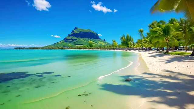 Paradise beach at Seychelles, La Digue island, Amazing white beaches of Mauritius island, Tropical vacationa