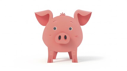 Cartoon Pig in Whimsical Style on White Background