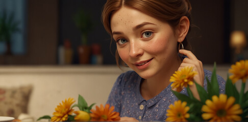 Women Portrait. 3D Animation Style.