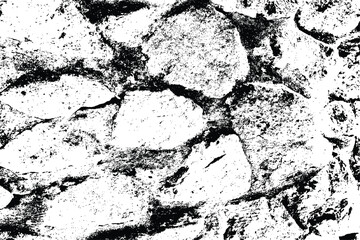 Vector overlay texture of stones and rocks. Grunge texture of different boulders. Cracked and damaged stones rubble.