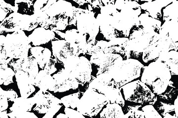 Vector overlay texture of stones and rocks. Grunge texture of different boulders. Cracked and damaged stones rubble.