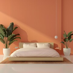 Cozy Modern Bedroom with Elegant Bed and Plant