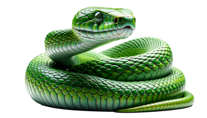 Green snake isolated on white background 