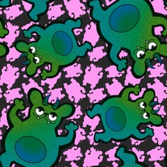 Halloween cartoon monsters seamless bears pattern for wrapping paper and fabrics and kids clothes print and festive