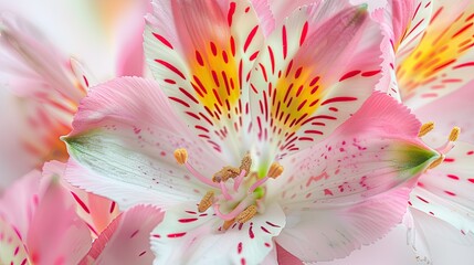 Stunning macro shots capturing the delicate pink and white alstroemeria blooms embodying love beauty and the wonders of nature These captivating floral images are perfect for backgrounds gr