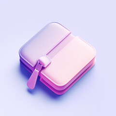 3D side view E-commerce icon, wallet icon, light purple and azure