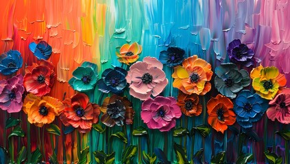 Colorful Flowers Painting: Nature's Beauty on Canvas
