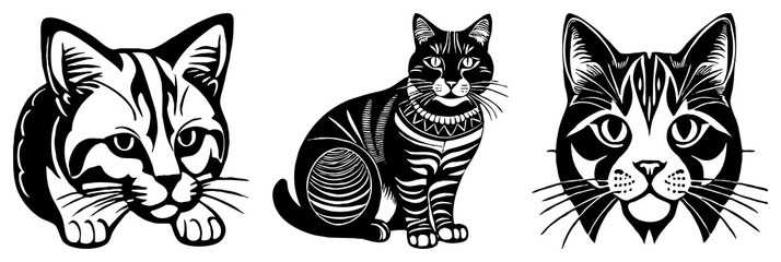 Cat . Animal black and white illustration . Logo design, for use in graphics. Generated by Ai