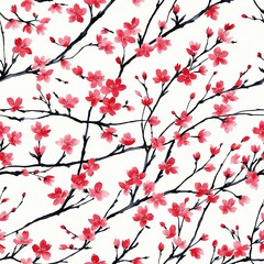 Sakura Cherry Blossom Seamless Pattern Background