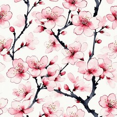 Fototapeta premium Sakura Cherry Blossom Seamless Pattern Background
