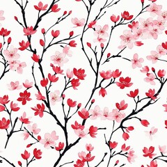 Fototapeta premium Sakura Cherry Blossom Seamless Pattern Background