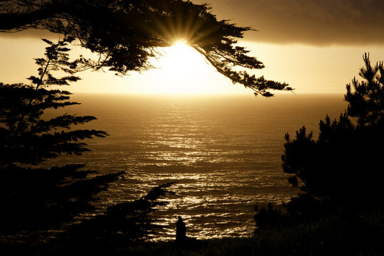 Sunset on Mendocino Coast Near Albion, California USA