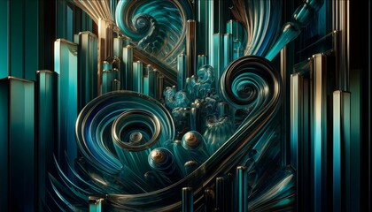 Abstract geometric background with glass spiral tubes, flow clear fluid with dispersion and refraction effect, crystal composition of flexible twisted pipes, modern 3d wallpaper, design element