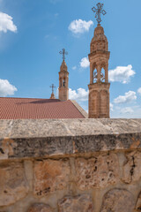 Mardin Midyat district Mor Gabriel Monastery unique architectural detail photographs taken with blue sky