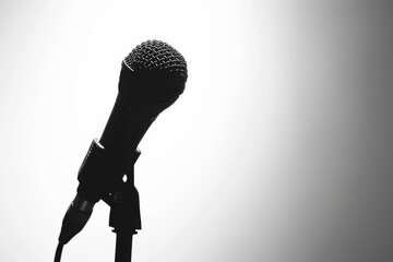 dynamic microphone silhouette isolated on white bold monochromatic music equipment photo