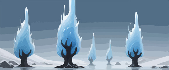 Danger Sign Of Climate Change - Global Warming with a vector depicting a dry tree in a cold landscape surrounded by melting ice.