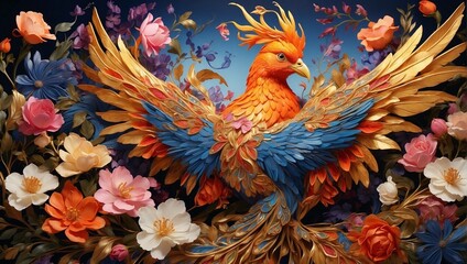 rooster in the garden, rooster on the wall, rooster