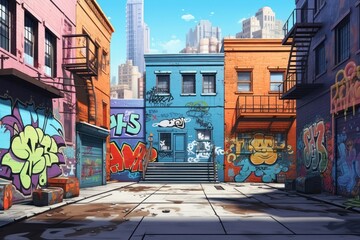 Fototapeta premium Graffiti on the wall street art painting.