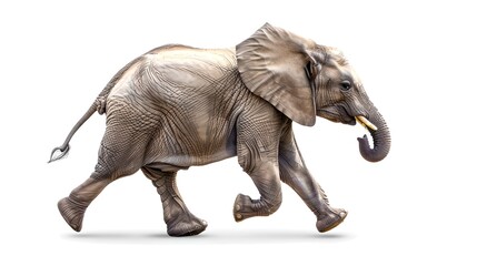 Stunning Digital Illustration of an Elephant Walking Solo. Photorealistic Artwork Ideal for Educational and Editorial Use. High-Quality Rendering suitable for Print and Digital Media. AI