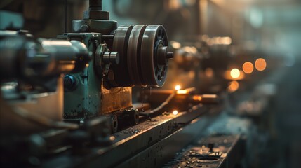 Fototapeta premium Photograph Capturing the Intricate Machinery and Dynamic Energy of the Industrial Sector, Where Innovation and Precision Merge in a Symphony of Production