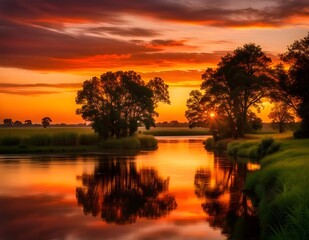sunset on the river