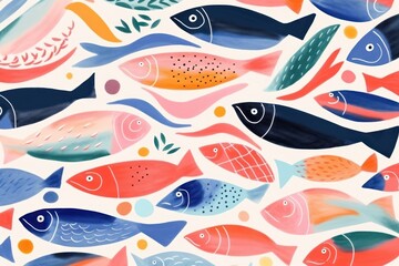 Fishes backgrounds pattern water. - obrazy, fototapety, plakaty