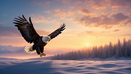 Obraz premium eagle in the sunset, eagle in flight, eagle in the sky