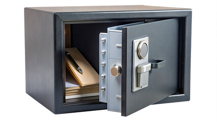 Fototapeta premium Generative ai. a close up of a safe box with a bunch of files inside, document photo, safe