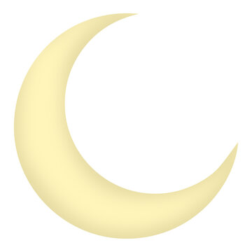 illustration of pale yellow glowing crescent moon shape with transparent background