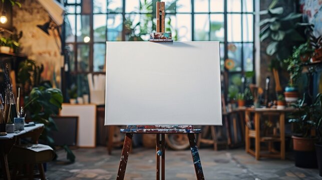 A blank canvas on an easel, ready for an artist's masterpiece or a powerful message.