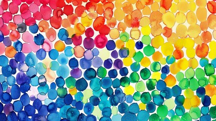 Vibrant mosaic of colorful watercolor splotches - obrazy, fototapety, plakaty