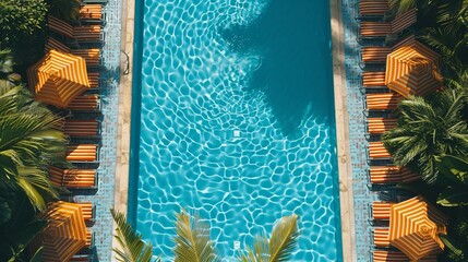 top view of  swimming pool  - obrazy, fototapety, plakaty