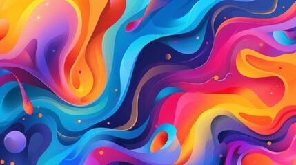 Vibrant waves of color blending in a psychedelic dance - obrazy, fototapety, plakaty