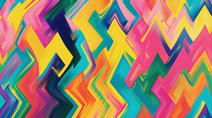Vibrant zigzag waves in a colorful digital art piece - obrazy, fototapety, plakaty