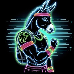 Neon gym donkey - obrazy, fototapety, plakaty