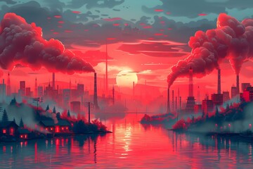 Atmospheric Cityscape Reflects the Impact of Fossil Fuel Combustion and Environmental Degradation