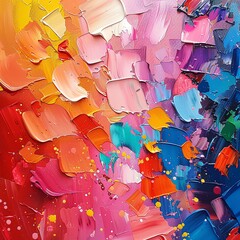 Colorful abstract painting with thick oil paint